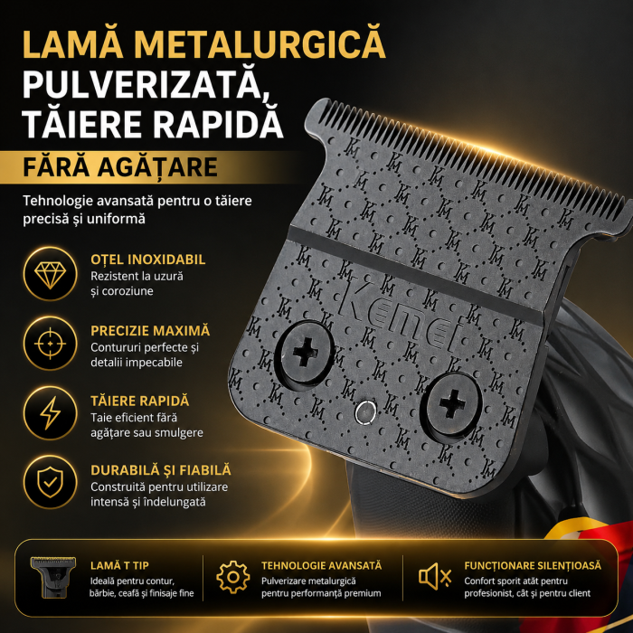 Masina de Contur Profesională Kemei KM-1690A, 7700 RPM, USB Type-C, Lamă T din Oțel Inoxidabil [2]