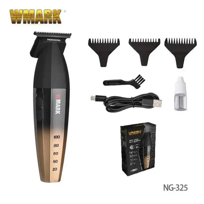 Masina de contur profesionala, WMARK NG-325, motor puternic 9000rpm, incarcare type C, lama DLC, cutit ceramic, 2 arici, gold [1]