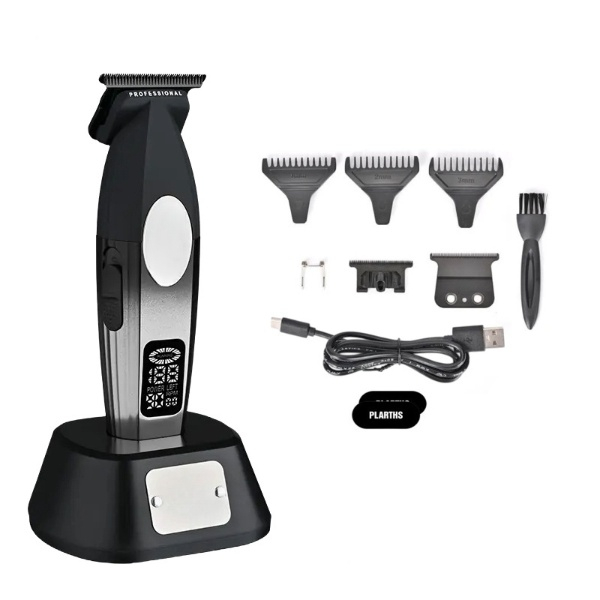 Masina de contur profesionala, WMARK NG-8238, motor puternic 9000rpm, Lama DLC, cutit ceramic, stand incarcare, display led, silver [1]