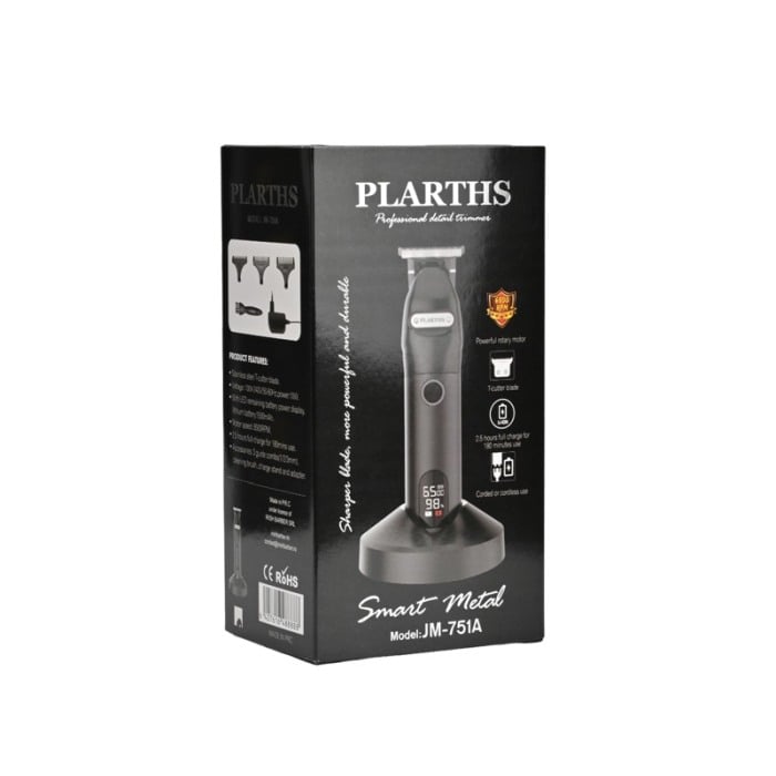 Masina de tuns barba si contur profesionala, Plarths JM-751A, stand incarcare, baterie Li-ion 180 min, afisaj LCD, negru [8]