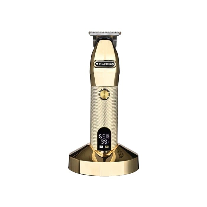 Masina de tuns barba si contur profesionala, Plarths JM-751G, stand incarcare, baterie Li-ion 180 min, afisaj LCD, gold [3]