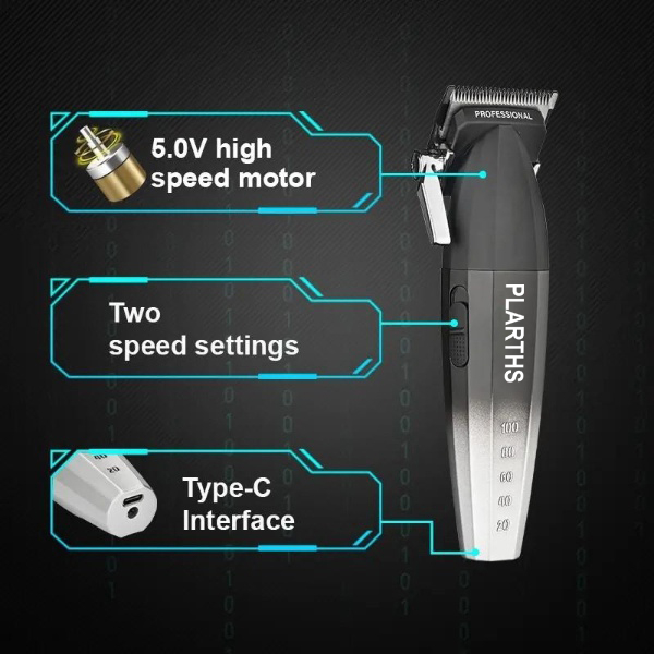 Masina de tuns profesionala cu acumulator, PLARTHS NG-2038, motor puternic 9000rpm, afisaj LED, 6 gratare premium 1.5mm - 12mm [5]