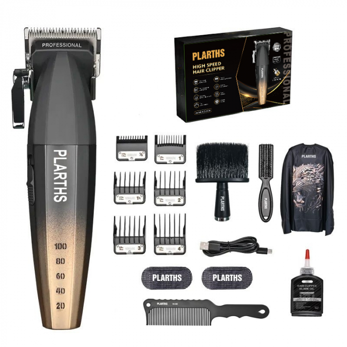 Masina de tuns profesionala cu acumulator, PLARTHS NG-2038, motor puternic 9000rpm, afisaj LED, 6 gratare premium 1.5mm - 12mm [1]