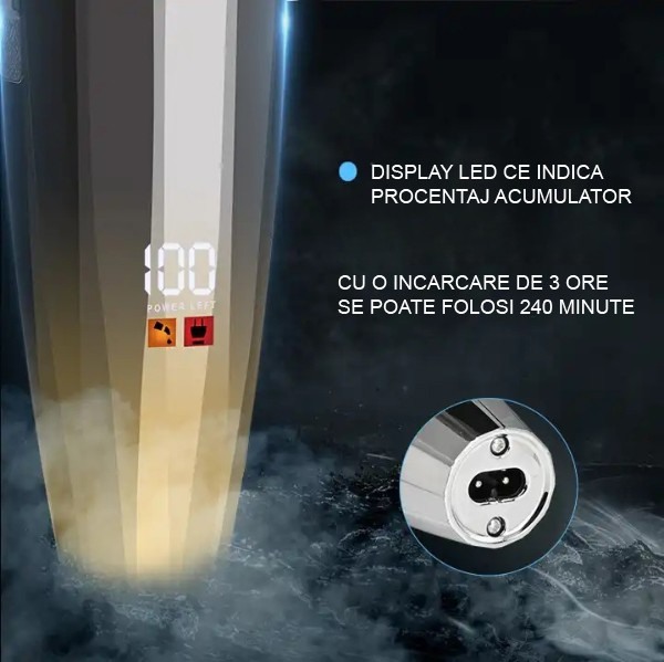 Masina de tuns profesionala cu acumulator, PLARTHS NG-222, motor puternic 7200rpm, afisaj LED, 8 gratare premium1.5 - 25mm, 2 arici, perie fade, pieptan, stand incarcare [3]