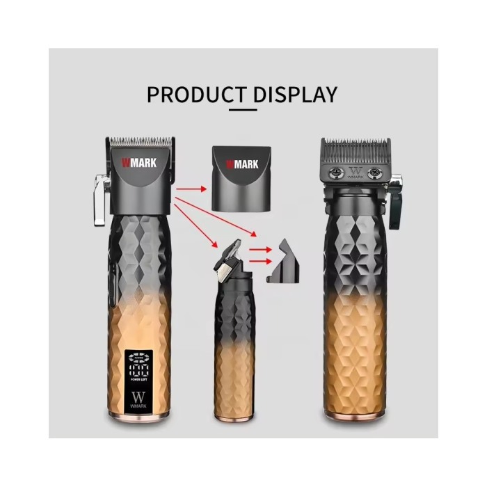 Masina de tuns profesionala cu acumulator, Wmark NG-2045, motor puternic 9000rpm, afisaj LED, 6 gratare premium, negru [2]