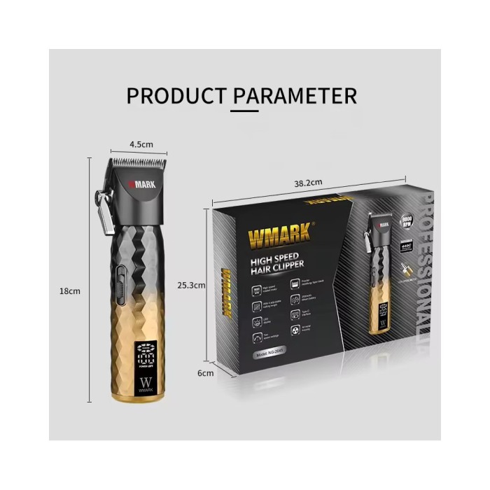 Masina de tuns profesionala cu acumulator, Wmark NG-2045, motor puternic 9000rpm, afisaj LED, 6 gratare premium, negru [3]