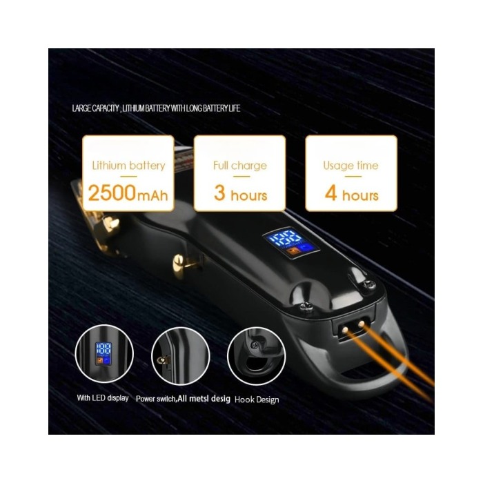 Masina de tuns profesionala WMARK NG-2020C, motor puternic, carcasa full metalica, Lame Fade, Inaltatoare Premium, Negru [6]