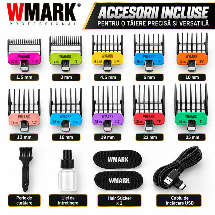 Masina de Tuns Profesionala WMARK NG-V1, Motor Brushless 8500 RPM, 10 Inaltatoare, Lame DLC [8]
