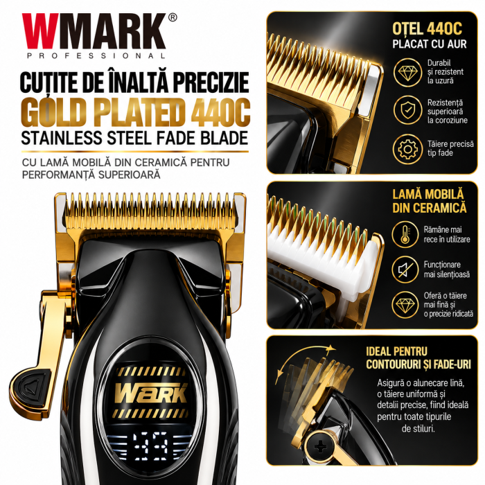 Masina de Tuns Profesionala WMARK NG-V2, Motor Brushless 9000 RPM, Autonomie 200min, 6 Inaltatoare Magnetice [6]