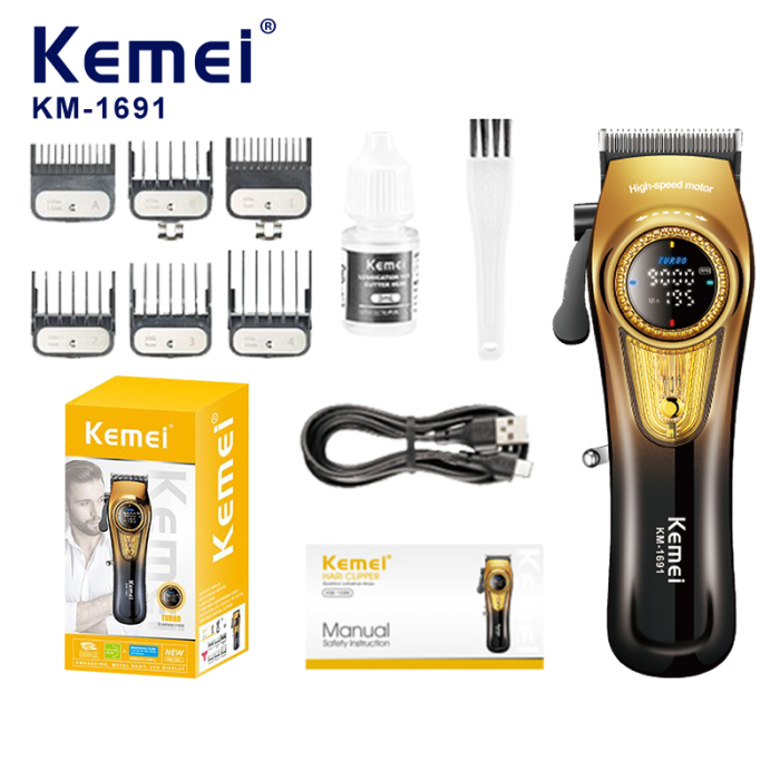 Masina de Tuns Profesionala Kemei KM-1691, Motor 9000 RPM, 10W, Acumulator 4500 mAh, 6 Inaltatoare premium [1]