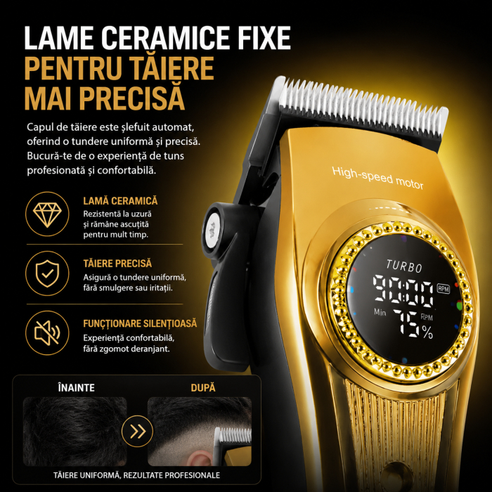 Masina de Tuns Profesionala Kemei KM-1691, Motor 9000 RPM, 10W, Acumulator 4500 mAh, 6 Inaltatoare premium [3]