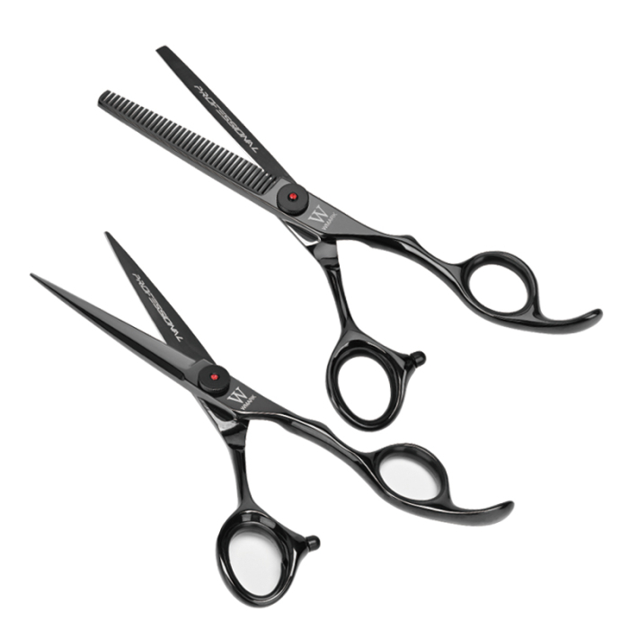 Set foarfeci de tuns si filat WMARK NG-PS002A/B, profesional din otel inoxidabil 9CR18, marime 6 inch, ulei, pieptan, negru [10]