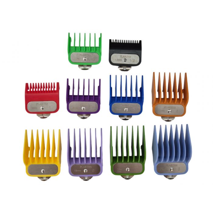 Set Inaltatoare Premium Multicolor PLARTHS compatibile cu WMARK, KEMEI, WAHL, 10 Marimi, 1.5mm - 25mm, clipsare rapida [3]