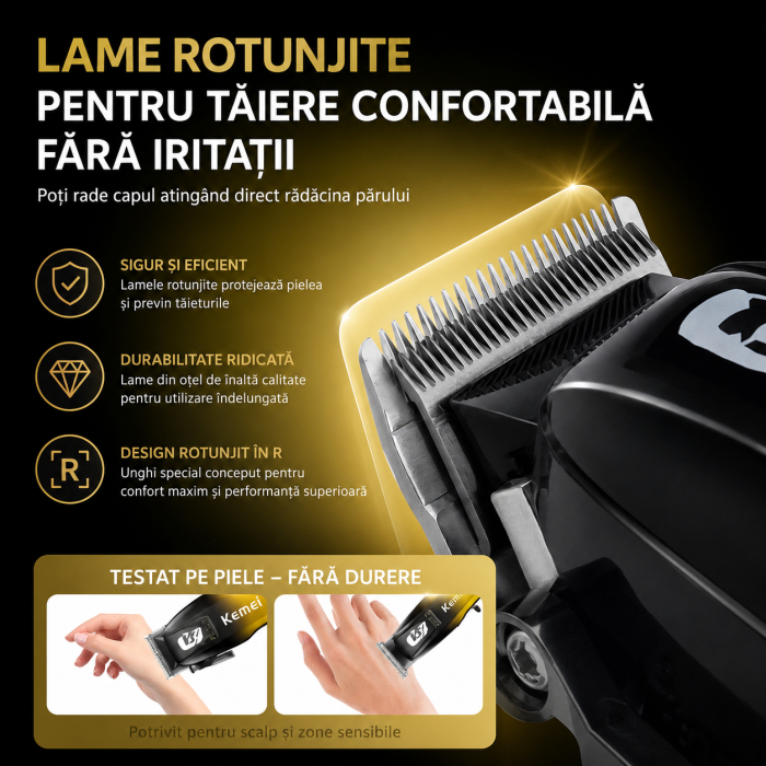 Set Profesional KEMEI KM-8501 Masina de Tuns, Contur, Display LED, Incarcare Type-C, 7 Gratare [2]