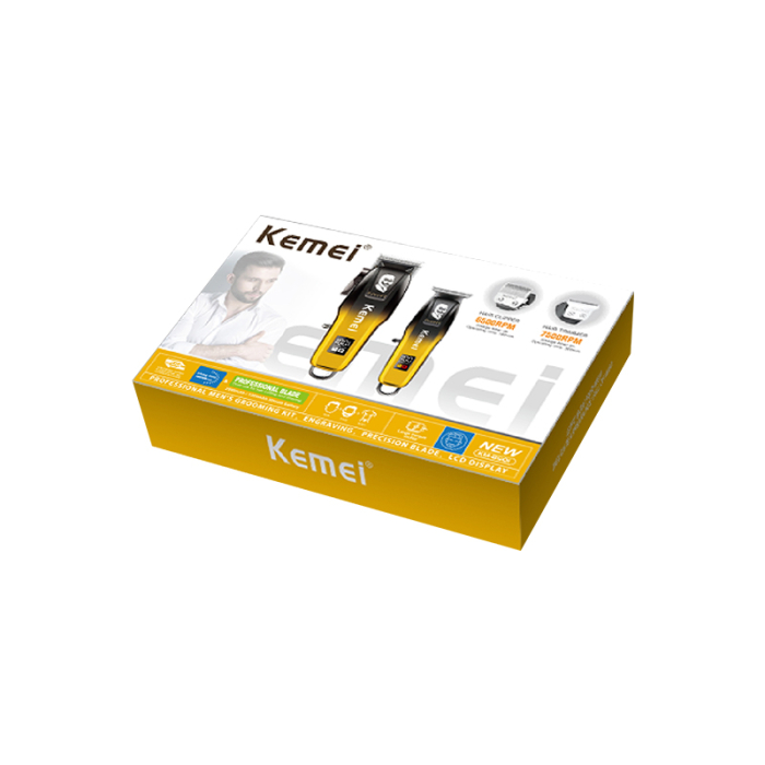 Set Profesional KEMEI KM-8501 Masina de Tuns, Contur, Display LED, Incarcare Type-C, 7 Gratare [9]
