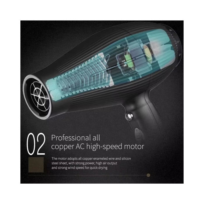 Uscător de păr profesional Wmark NG-2300, 2400W, ionic, difuzor bucle, 2 concentratoare, aer puternic, uscare rapida, negru [5]