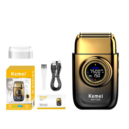 PRODUSE RECOMANDATE - Aparat de ras electric profesional, KEMEI KM-T228, folie titan, afisaj LCD, 7500rpm