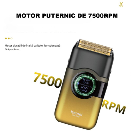 Aparat de ras electric profesional, KEMEI KM-T389, folie titan, afisaj LCD, 7500rpm [1]