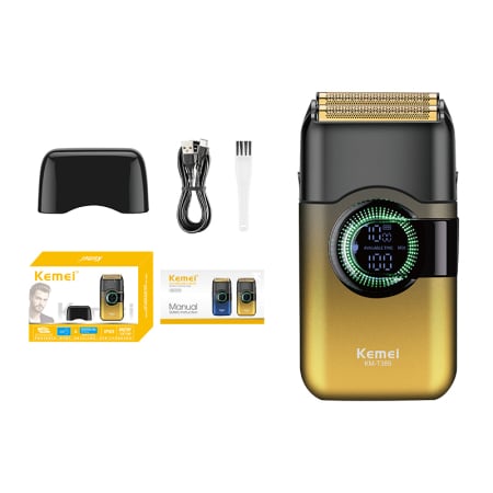 Aparat de ras electric profesional, KEMEI KM-T389, folie titan, afisaj LCD, 7500rpm