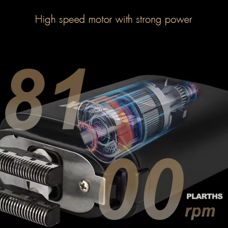 Aparat de ras electric profesional, PLARTHS NG-983, folie titan, afisaj LCD, husa, acumulator 1400 mAh, 8100rpm, black [4]