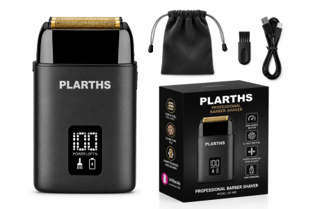 Aparat de ras electric profesional, PLARTHS NG-983, folie titan, afisaj LCD, husa, acumulator 1400 mAh, 8100rpm, black [0]
