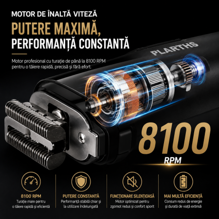 Aparat de ras electric profesional, PLARTHS NG-983, folie titan, afisaj LCD, husa, acumulator 1400 mAh, 8100rpm, black [1]