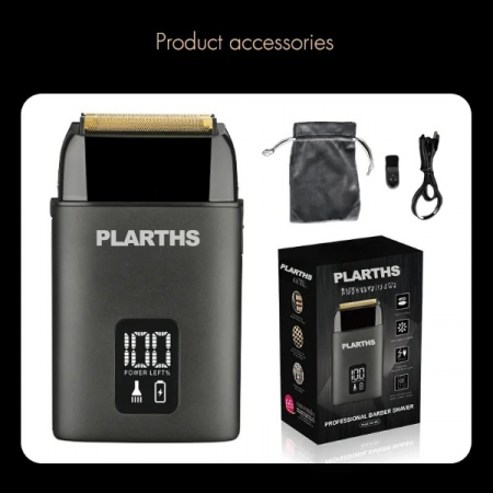Aparat de ras electric profesional, PLARTHS NG-983, folie titan, afisaj LCD, husa, acumulator 1400 mAh, 8100rpm, black [6]