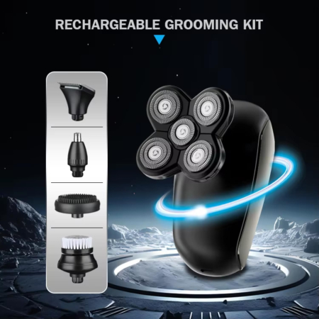 Aparat de ras profesional pentru barbati WMARK NG-7983, 5 în 1, 8000rpm, fără fir, încărcare USB, utilizare umed si uscat, trimmer nas inclus, IPX6 waterproof [3]