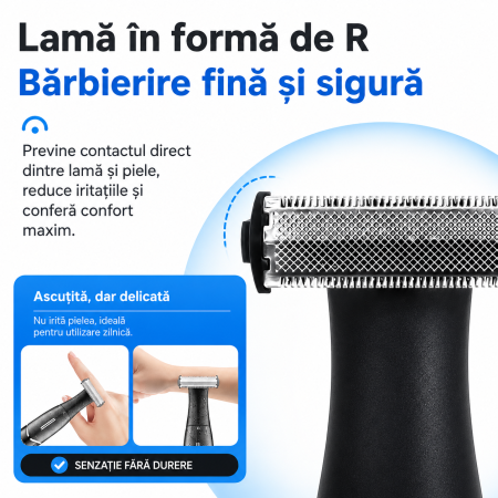 Aparat de tuns corporal Kemei KM-1903, Trimmer pentru corp și zone intime, IPX5, Display LED, Încărcare USB-C, 4 înălțătoare 1/2/4/6 mm, Negru [3]