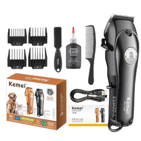 APARATE DE TUNS ANIMALE - Aparat de tuns profesional pentru animale, Kemei KM-1596, afisaj LED, 6800rpm