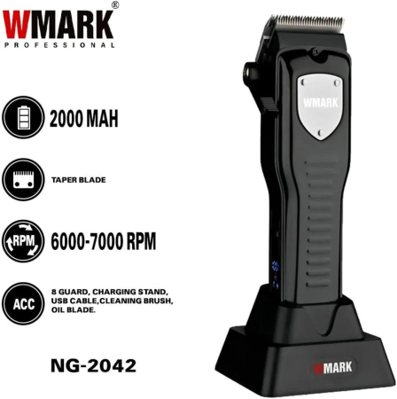 Aparat de tuns profesional WMARK, 8 inaltatoare, afisaj LED, 8 gratare, stand incarcare, type C, negru [1]