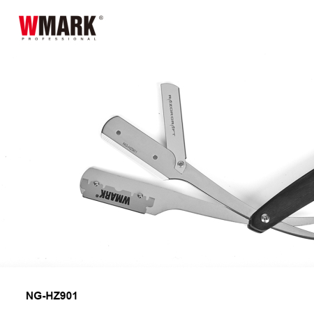 Brici profesional pentru ras otel inoxidabil maner din lemn WMARK NG-HZ901,  cu lama interschimbabila, 10 rezerve [3]