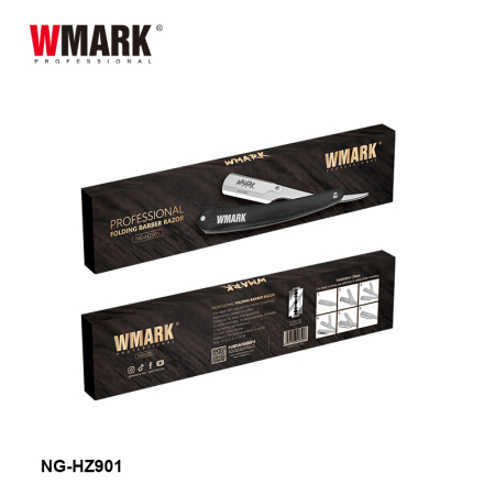 Brici profesional pentru ras otel inoxidabil maner din lemn WMARK NG-HZ901,  cu lama interschimbabila, 10 rezerve [5]