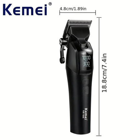 Kemei KM-1858 – Masina de tuns profesionala fara fir, lamă DLC, 10 W, 4600 mAh, 9000 RPM, LCD, autonomie 360 minute [4]
