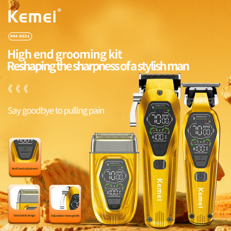 Kemei KM-8551 Set profesional 3 în 1 Masina de tuns, contur si aparat de ras 9000rpm [6]