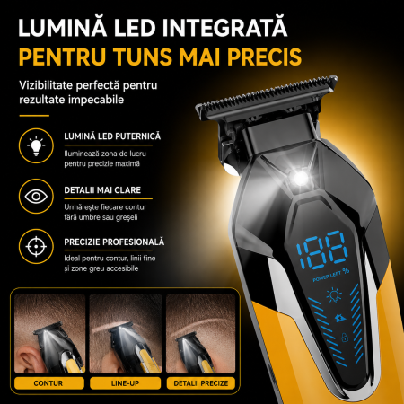 Masina de Contur Profesionala Kemei KM-1572, Motor 9000 RPM, Acumulator 1200 mAh, USB Type-C, 3 Inaltatoare [3]