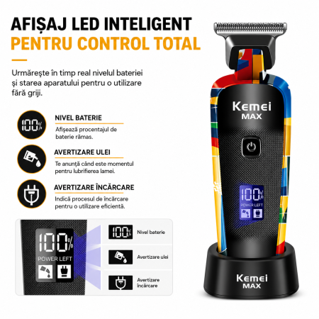 Masina de Contur Profesionala Kemei KM-MAX5090, 7000 RPM, Display LED, Incarcare Type C [2]