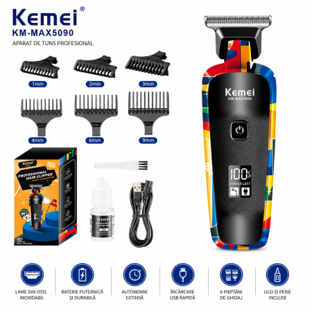 Masina de Contur Profesionala Kemei KM-MAX5090, 7000 RPM, Display LED, Incarcare Type C [1]