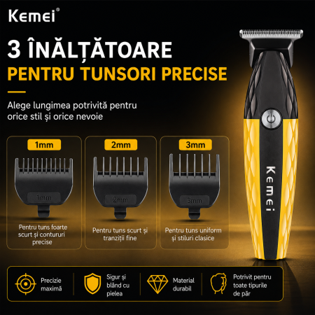 Masina de Contur Profesională Kemei KM-1690A, 7700 RPM, USB Type-C, Lamă T din Oțel Inoxidabil [2]