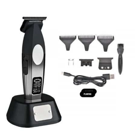 MASINI DE CONTUR - Masina de contur profesionala, WMARK NG-8238, motor puternic 9000rpm, Lama DLC, cutit ceramic, stand incarcare, display led, silver