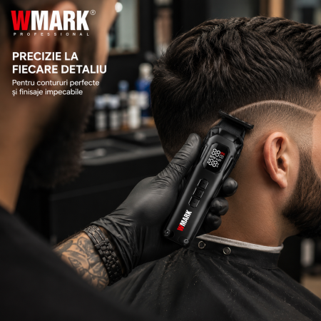 Mașină de Contur Profesională WMARK NG-8280, Motor 8000 RPM, Acumulator Li-Ion 2000mAh, Autonomie 300 Minute, Display LED, Încărcare USB Type-C, Lame 9CR DLC + Ceramic Blade, Extra Set Cuțite [5]