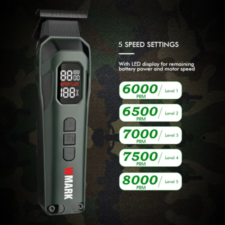 Masina de Contur Profesionala, WMARK NG-8280, Motor puternic 8000rpm, T-Blade, Display LCD, Type C, 3 Inaltatoare, extra lame [7]