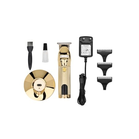 Masina de tuns barba si contur profesionala, Plarths JM-751G, stand incarcare, baterie Li-ion 180 min, afisaj LCD, gold [5]