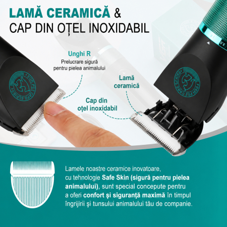 Aparat de tuns animale, VGR V-209 Profesionala, Display LED, Lame Ceramice, IPX7 Waterproof, 2000mAh, 200 Minute Autonomie, USB Type-C [4]
