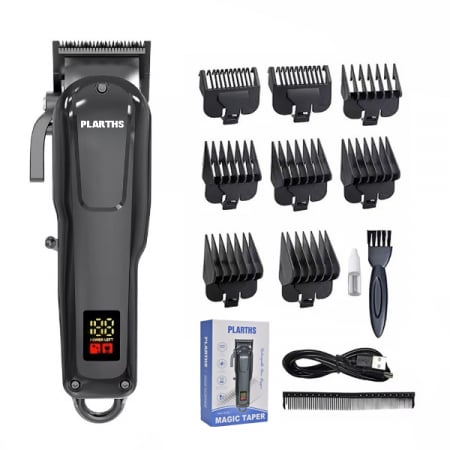 REDUCERI - Masina de tuns parul profesionala, PLARTHS NG-1001, afisaj LED, 8 gratare 1.5-19mm, 1 pieptene, incarcare type C, negru
