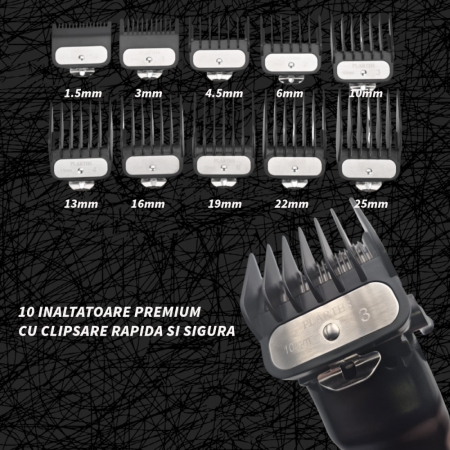 Masina de tuns parul profesionala PLARTHS NG-9006, motor magnetic 10.000rpm, 10 inaltatoare premium 1.5-25mm [5]