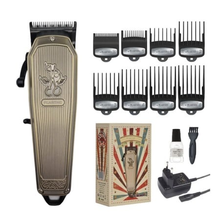 REDUCERI - Masina de tuns profesionala cu acumulator, Plarths LM-G700 7500rpm, afisaj LED, 8 gratare premium 1.5mm - 25mm, lama DLC fade