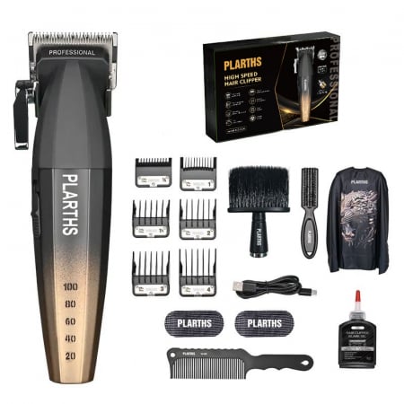 REDUCERI - Masina de tuns profesionala cu acumulator, PLARTHS NG-2038, motor puternic 9000rpm, afisaj LED, 6 gratare premium 1.5mm - 12mm