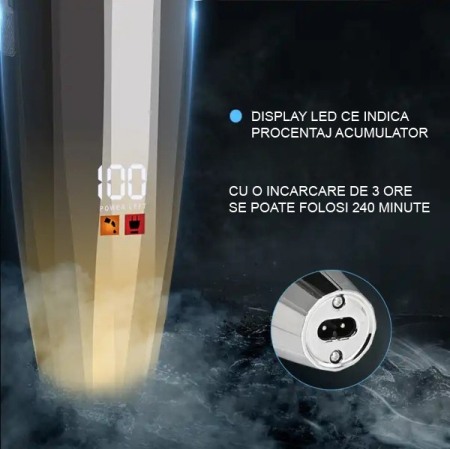 Masina de tuns profesionala cu acumulator, PLARTHS NG-222, motor puternic 7200rpm, afisaj LED, 8 gratare premium1.5 - 25mm, 2 arici, perie fade, pieptan, stand incarcare [2]