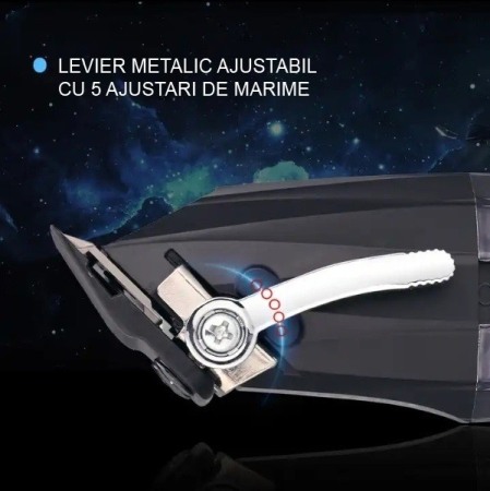 Masina de tuns profesionala cu acumulator, PLARTHS NG-222, motor puternic 7200rpm, afisaj LED, 8 gratare premium1.5 - 25mm, 2 arici, perie fade, pieptan, stand incarcare [6]